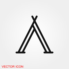 Camping tent icon vector sign symbol for design