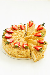 Napoleon cake. selective focus,