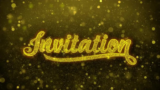 Invitation Greetings card Abstract Blinking Golden Sparkles Glitter Firework Particle Looped Background. Gift, card, Invitation, Celebration, Events, Message, Holiday, Festival