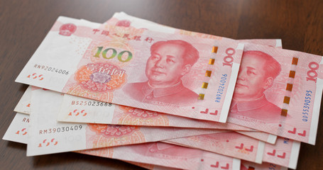 Counting Chinese RMB banknote