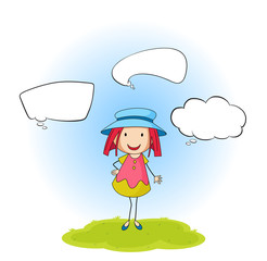 A doodle girl with speech balloon