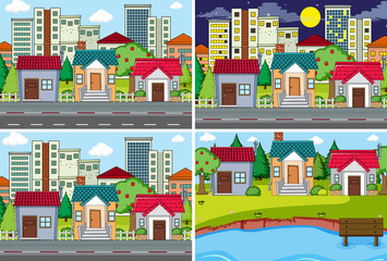 Fototapeta premium Set of urban scene