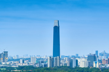 Obraz premium Kuala Lumpur, Malaysia, April 7 2019: The Exchange 106, when completed, will be the tallest building in Malaysia. The 106 storey tower is 451.9m tall.