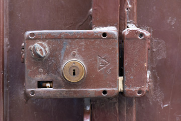 Ancient automatic broken rusted Lock