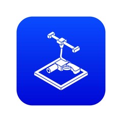 Gun d printing icon blue vector isolated on white background