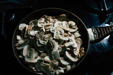 Cooked fried mushrooms