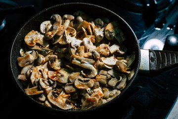 Cooked fried mushrooms