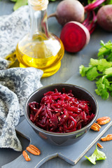 Beet salad with sesame seeds.