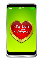 Smartphone with Happy Mother's Day - in german - 3D illustration