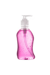 cosmetic lotion bottle with blank label isolated on white