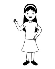 young woman waving hand