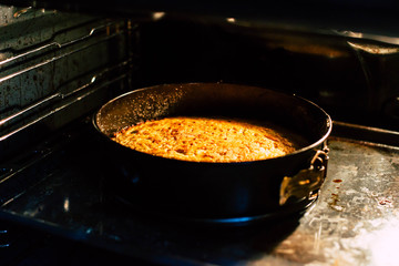 Apple cake in the oven