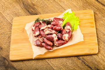 Raw chicken hearts