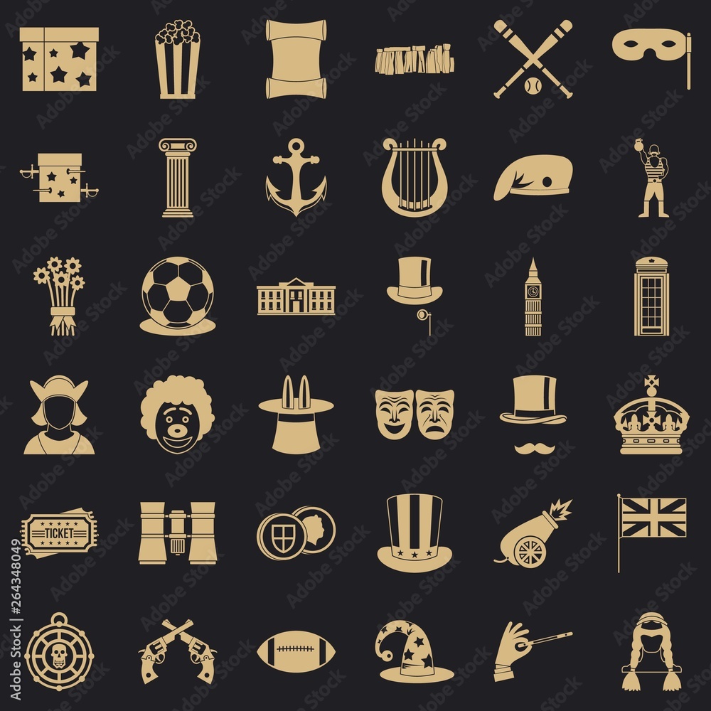 Poster cirque icons set. simple style of 36 cirque vector icons for web for any design
