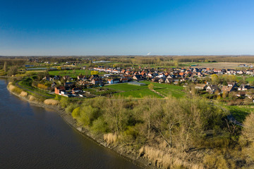 View over Kastel, a village in the Hamme commune, in East Flanders, Belgium