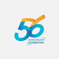 56 Year Anniversary Celebration Vector Template Design Illustration - obrazy, fototapety, plakaty