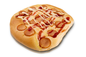 pork sausage bread and mayonnaise on top with clipping path images