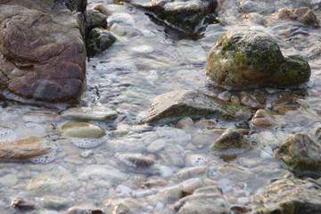 SSea wave on the Pebbles by the Beach, Summer Holidays
