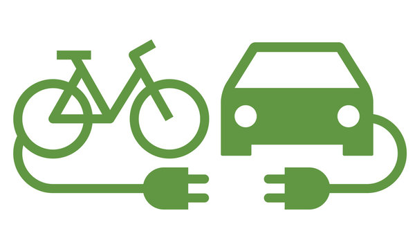 Electric car and electric bike icon