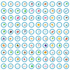 100 vegetarian icons set in isometric 3d style for any design vector illustration