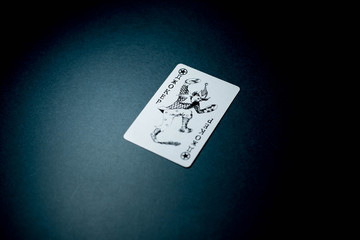 Joker cards on a gray background under the light