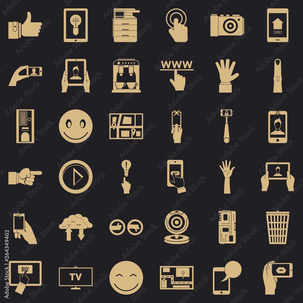 Poster information icons set. simple style of 36 information vector icons for web for any design