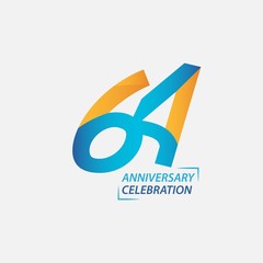 64 Year Anniversary Celebration Vector Template Design Illustration