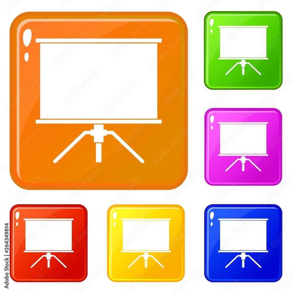 Poster blank projection screen icons set collection vector 6 color isolated on white background