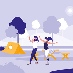 young girls dancing in the park characters