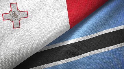 Fototapeta premium Malta and Botswana two flags textile cloth, fabric texture