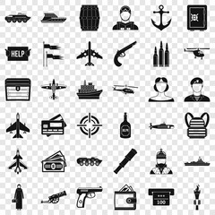 Combat target icons set. Simple style of 36 combat target vector icons for web for any design