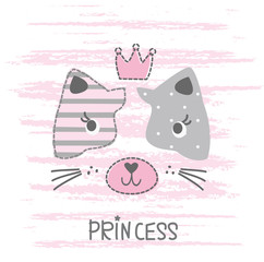 Vector illustration with princess cat