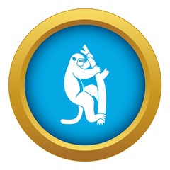 Macaque on a tree icon blue vector isolated on white background for any design