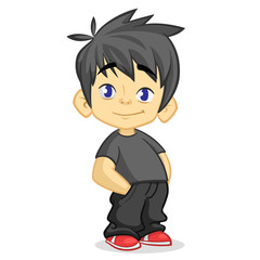 Cartoon rockstar boy wearing trendy style clothes