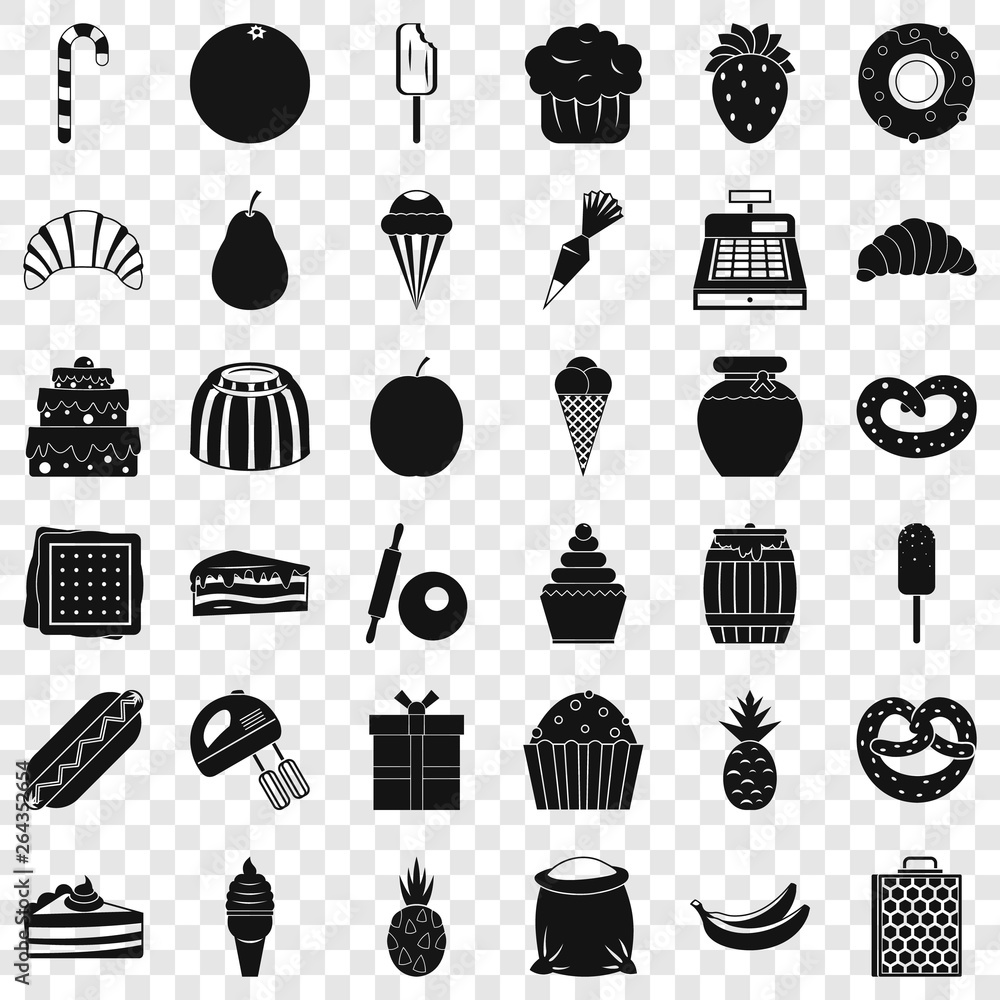 Aufkleber confectionery icons set. simple style of 36 confectionery vector icons for web for any design