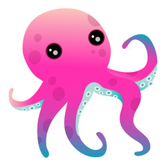 Cute octopus with many tentacles
