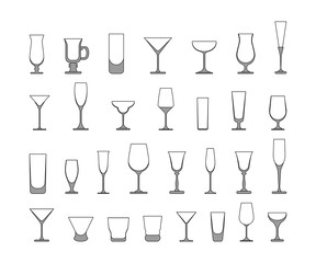 set of wine glasses. vector illustration isolated on white background