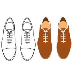 isolated, top view of men's shoes with laces sketch