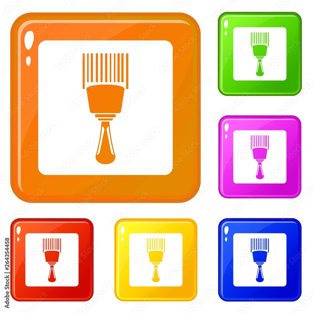 Poster bar code scanner icons set collection vector 6 color isolated on white background