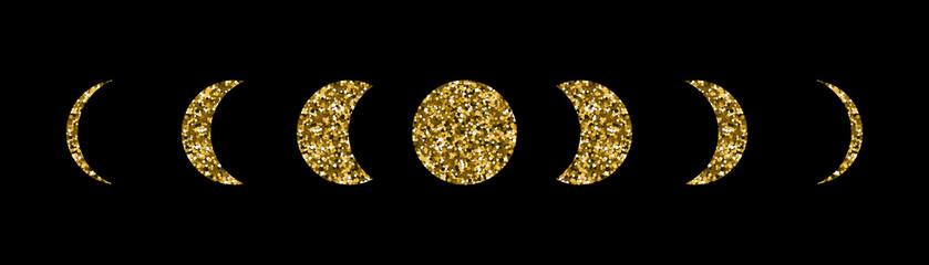 Moon phases icons set.