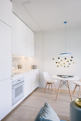 Home interior with open kitchen