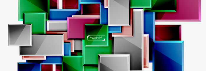 Geometrical design squares abstract banner, glossy shiny effects