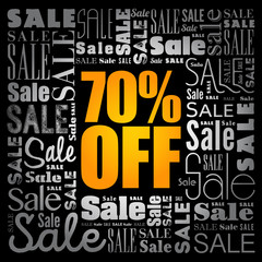 Obraz premium 70% OFF Sale word cloud collage, business concept background