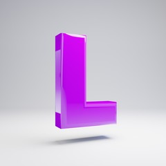 Volumetric glossy violet uppercase letter L isolated on white background. © Whitebarbie