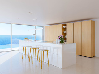 3D-Illustration of a new modern summer apartment.