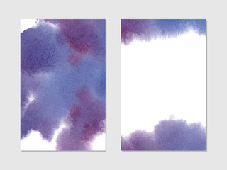 Vector. Set of cards with watercolor blots. Set of cards with hand drawn blots on white background for your design