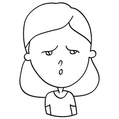 Funny cartoon characters of girls, expression of emotions and mood, portrait, children's book for painting, vector illustration