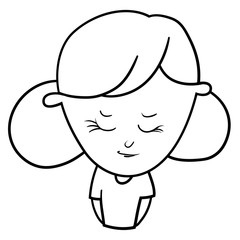 Funny cartoon characters of girls, expression of emotions and mood, portrait, children's book for painting, vector illustration