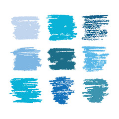blue vector strokes of pastel pencil on white background