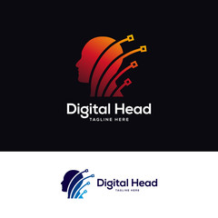 smart brain logo designs, head tech logo designs concept,